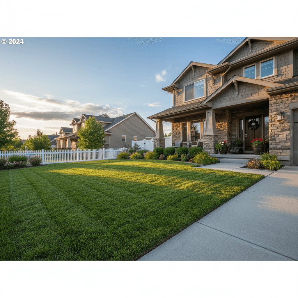 Manicured lawn after mowing service